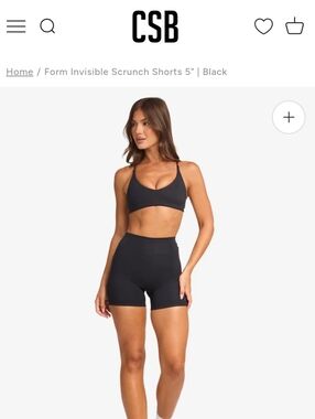 CSB Black Form Invisible Scrunch 5" Shorts **Slightly Damaged